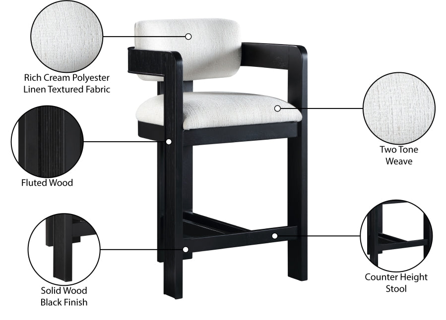 Sacha Linen Textured Fabric Upholstered Counter Stool — 11075-C - Cream - 11075Cream-C Infographic