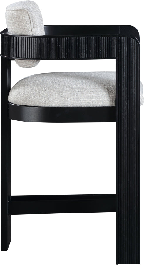 Sacha Linen Textured Fabric Upholstered Counter Stool — 11075-C - Grey - 11075Grey-C alternate view 3