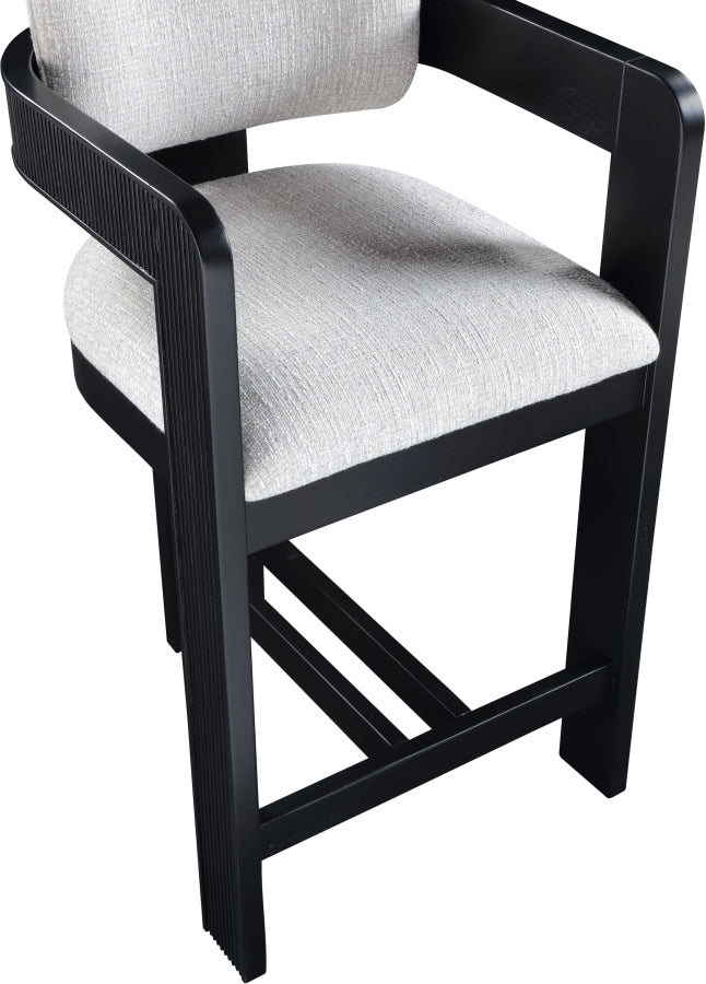 Sacha Linen Textured Fabric Upholstered Counter Stool — 11075-C - Grey - 11075Grey-C alternate view 6