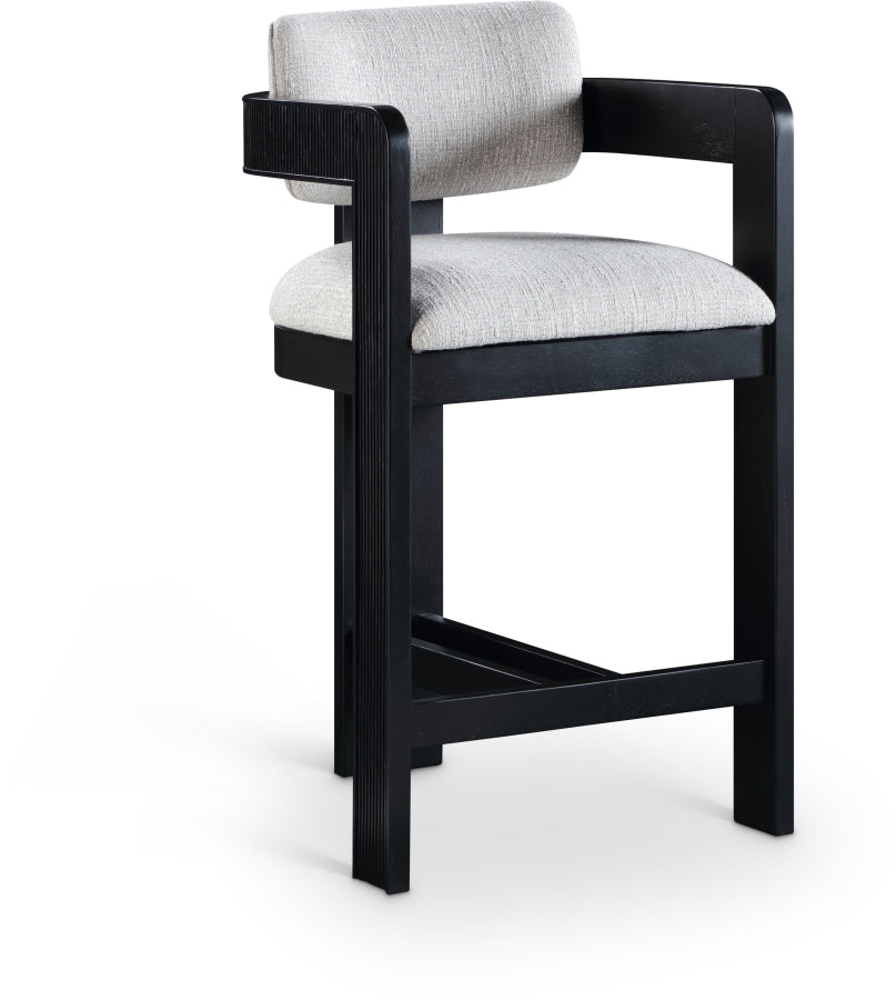 Sacha Linen Textured Fabric Upholstered Counter Stool — 11075-C - Grey - 11075Grey-C