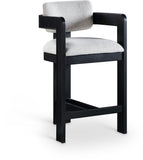 Sacha Linen Textured Fabric Upholstered Counter Stool — 11075-C - Grey - 11075Grey-C