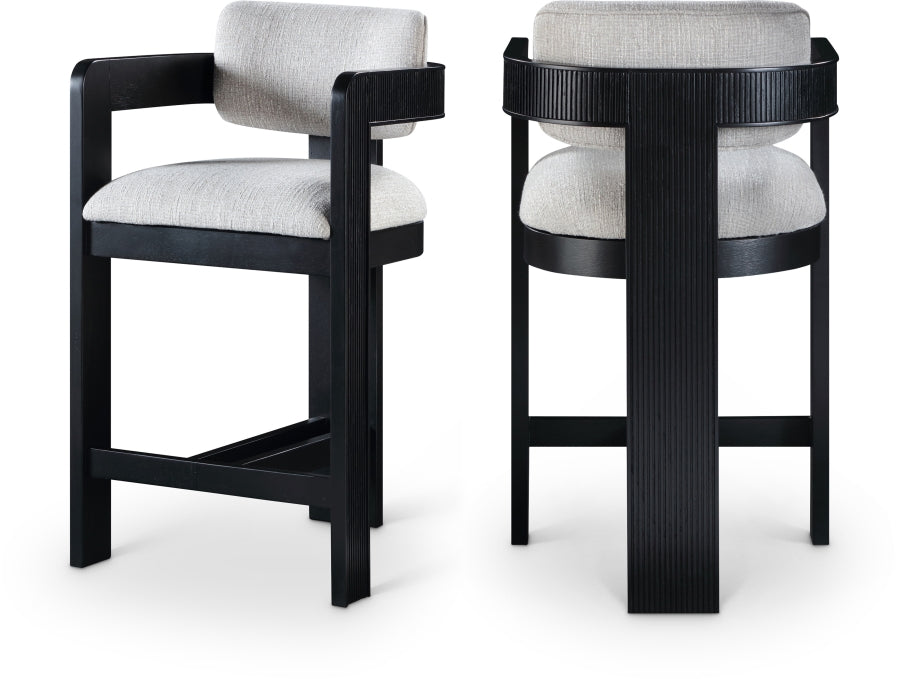 Sacha Linen Textured Fabric Upholstered Counter Stool — 11075-C - Grey - 11075Grey-C Double Chair