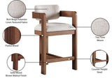 Sacha Linen Textured Fabric Upholstered Counter Stool — 11076-C - Beige - 11076Beige-C Infographic