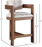 Sacha Linen Textured Fabric Upholstered Counter Stool — 11076-C - Beige - 11076Beige-C Dim