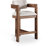 Sacha Linen Textured Fabric Upholstered Counter Stool — 11076-C - Beige - 11076Beige-C