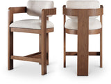 Sacha Linen Textured Fabric Upholstered Counter Stool — 11076-C - Beige - 11076Beige-C Double Chair