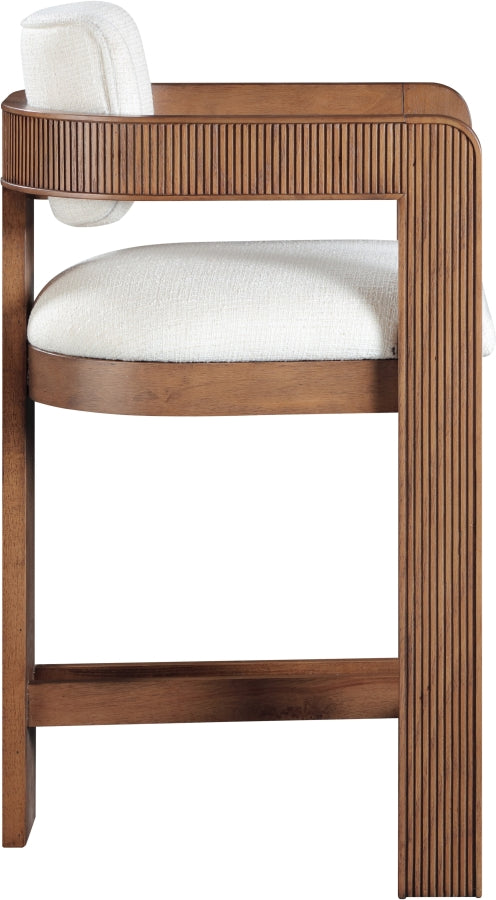Sacha Linen Textured Fabric Upholstered Counter Stool — 11076-C - Cream - 11076Cream-C alternate view 3