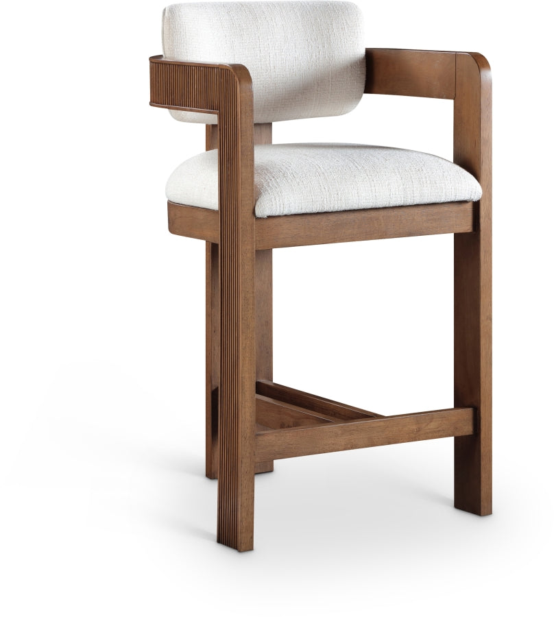 Sacha Linen Textured Fabric Upholstered Counter Stool — 11076-C - Cream - 11076Cream-C