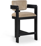 Sacha Velvet Upholstered Counter Stool — 11078-C - Beige - 11078Beige-C