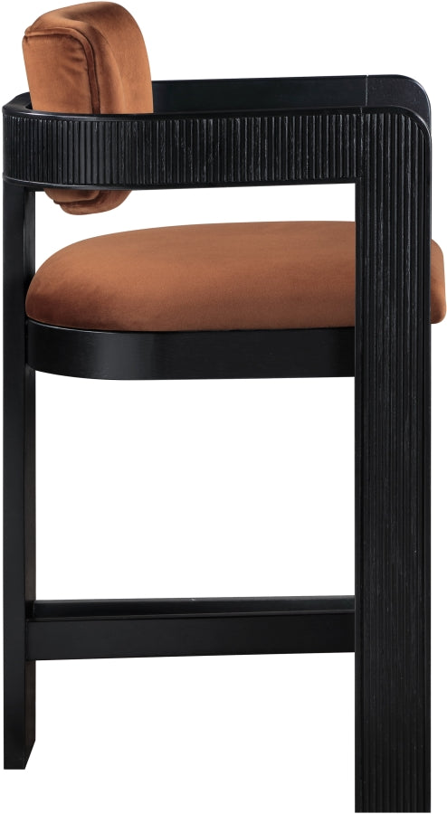 Sacha Velvet Upholstered Counter Stool — 11078-C - Cognac - 11078Cognac-C alternate view 3