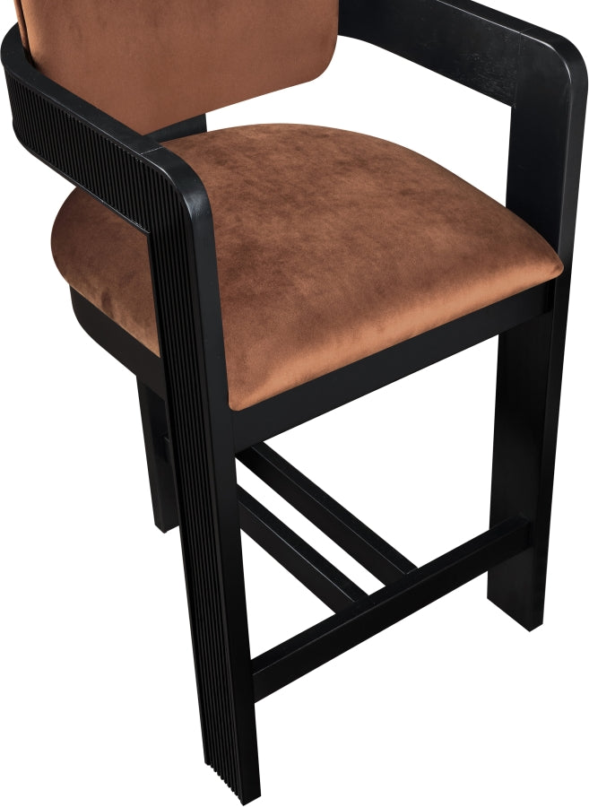 Sacha Velvet Upholstered Counter Stool — 11078-C - Cognac - 11078Cognac-C alternate view 6