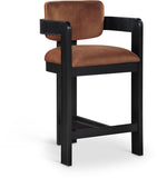 Sacha Velvet Upholstered Counter Stool — 11078-C - Cognac - 11078Cognac-C
