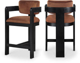 Sacha Velvet Upholstered Counter Stool — 11078-C - Cognac - 11078Cognac-C Double Chair