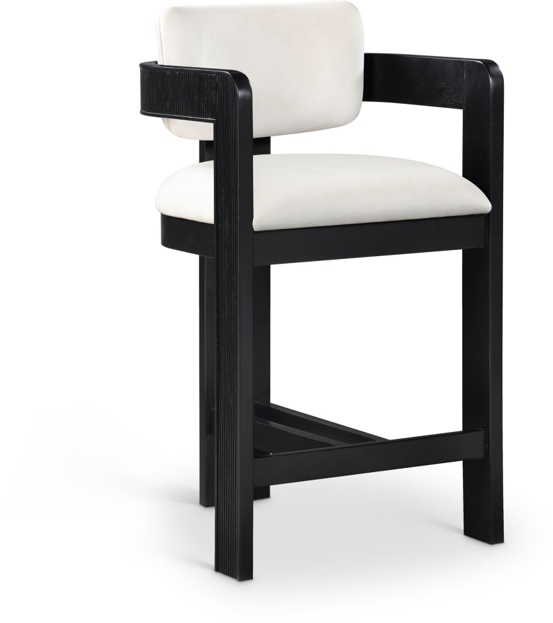 Sacha Velvet Upholstered Counter Stool — 11078-C - Cream - 11078Cream-C