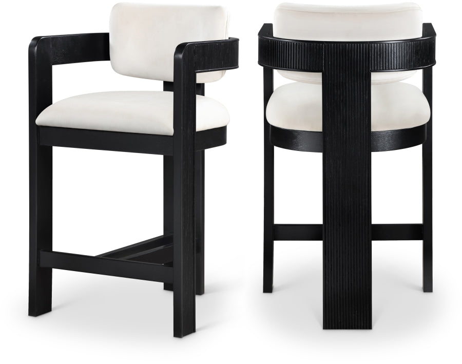 Sacha Velvet Upholstered Counter Stool — 11078-C - Cream - 11078Cream-C Double Chair