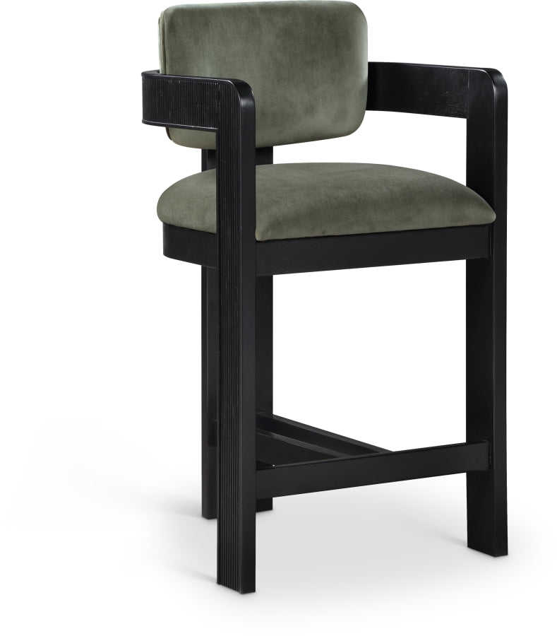 Sacha Velvet Upholstered Counter Stool — 11078-C - Green - 11078Green-C