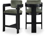 Sacha Velvet Upholstered Counter Stool — 11078-C - Green - 11078Green-C Double Chair