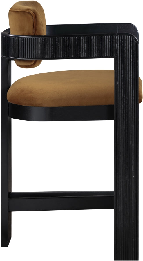 Sacha Velvet Upholstered Counter Stool — 11078-C - Saddle - 11078Saddle-C alternate view 3