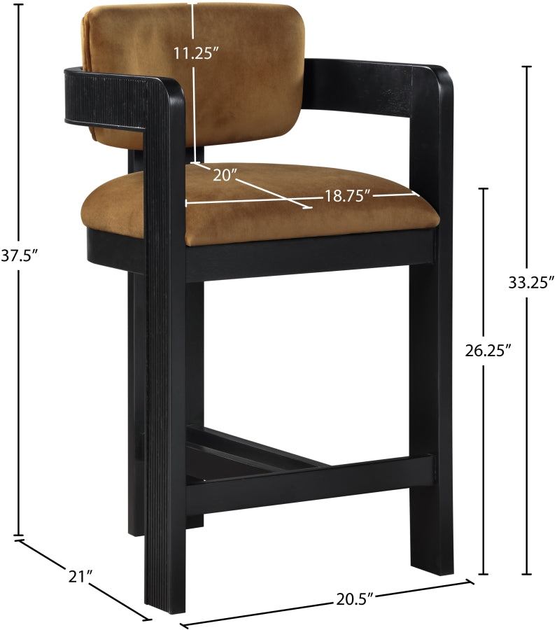 Sacha Velvet Upholstered Counter Stool — 11078-C - Saddle - 11078Saddle-C Dim