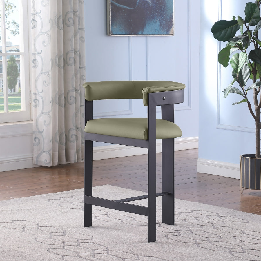 Romeo Vegan Leather Upholstered Counter Stool — 414-C - Olive - 414Olive-C alternate view 1