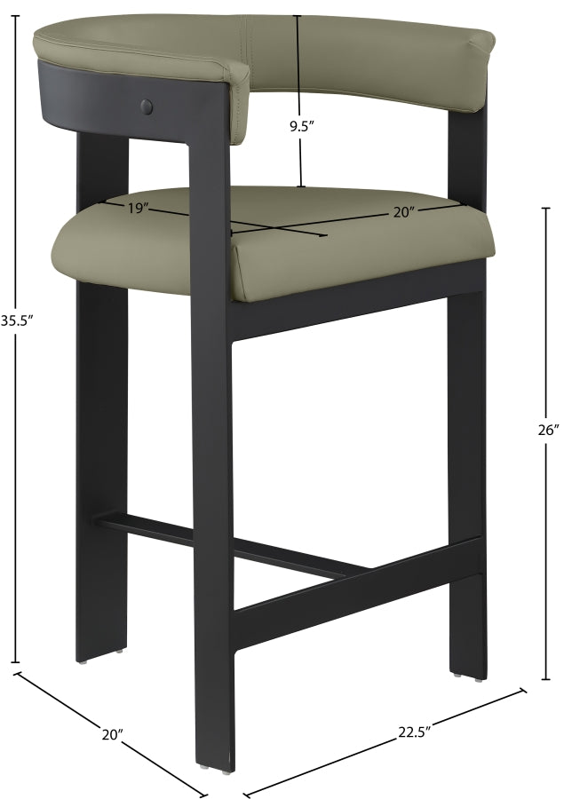 Romeo Vegan Leather Upholstered Counter Stool — 414-C - Olive - 414Olive-C Dim