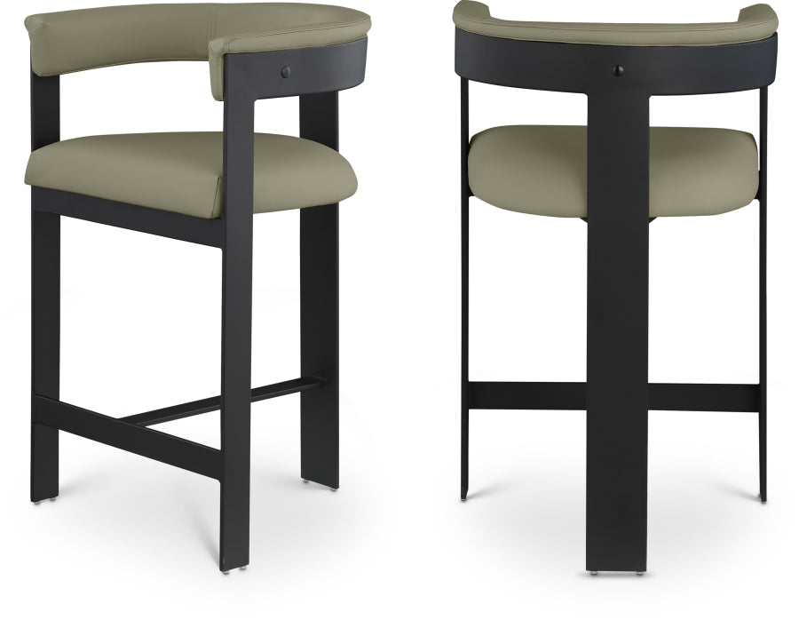 Romeo Vegan Leather Upholstered Counter Stool — 414-C - Olive - 414Olive-C Double Chair