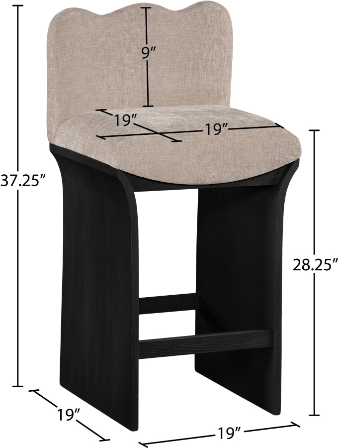 Shaw Chenille Fabric Upholstered Counter Stool — 11072-C - Beige - 11072Beige-C Dim