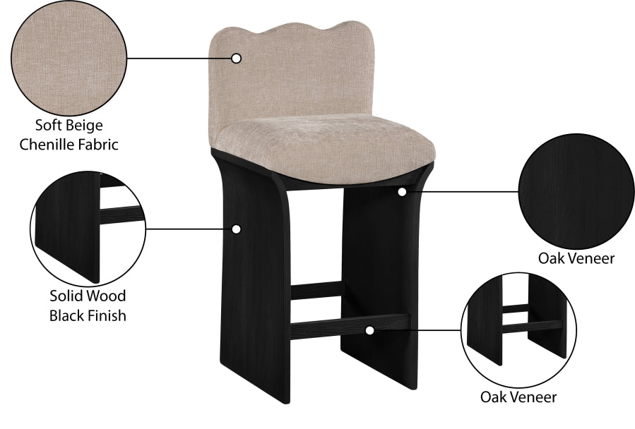 Shaw Chenille Fabric Upholstered Counter Stool — 11072-C - Beige - 11072Beige-C Infographic