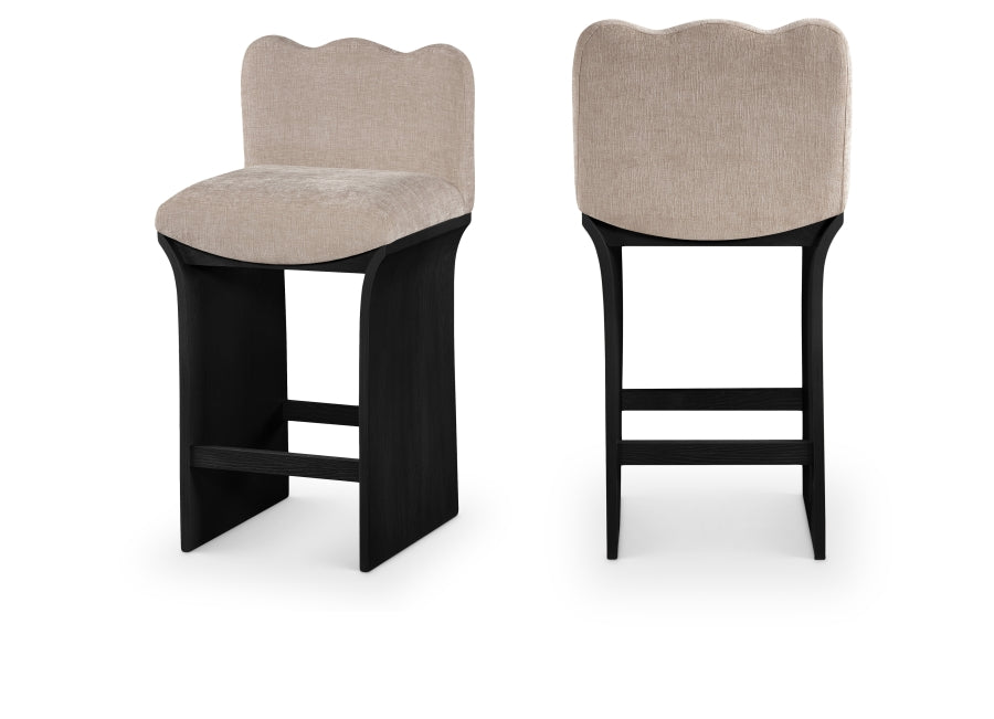 Shaw Chenille Fabric Upholstered Counter Stool — 11072-C - Beige - 11072Beige-C Double Chair