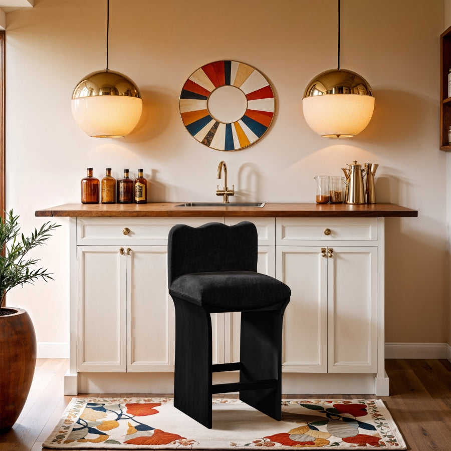 Shaw Chenille Fabric Upholstered Counter Stool — 11072-C - Black - 11072Black-C alternate view 1