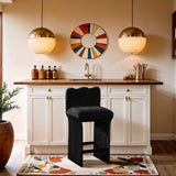 Shaw Chenille Fabric Upholstered Counter Stool — 11072-C - Black - 11072Black-C alternate view 1
