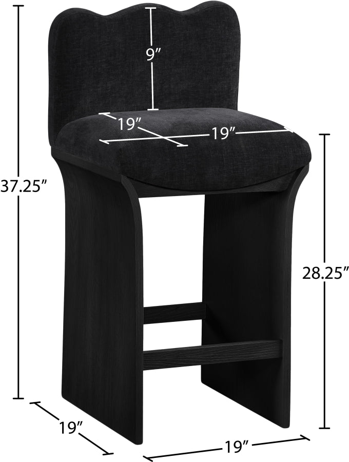 Shaw Chenille Fabric Upholstered Counter Stool — 11072-C - Black - 11072Black-C Dim