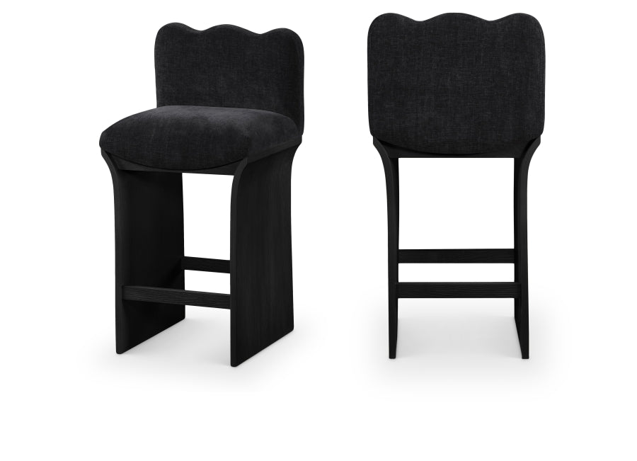 Shaw Chenille Fabric Upholstered Counter Stool — 11072-C - Black - 11072Black-C Double Chair