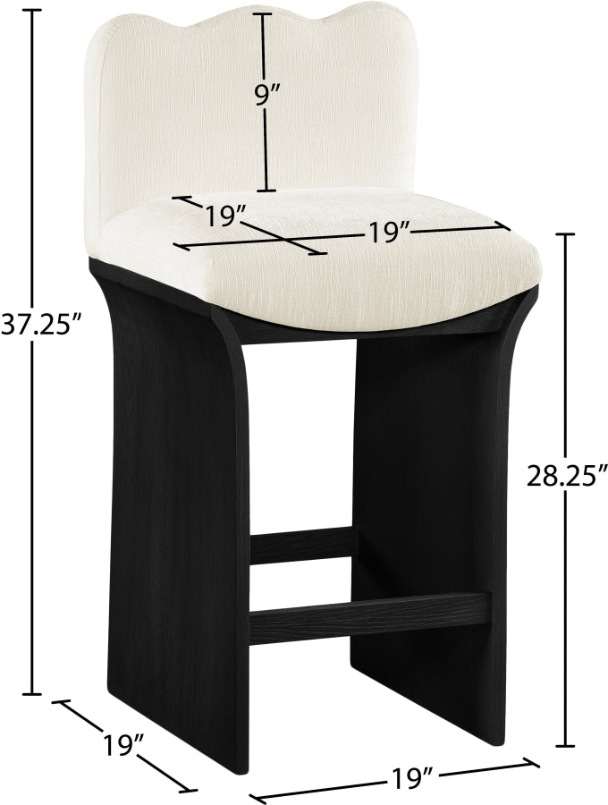 Shaw Chenille Fabric Upholstered Counter Stool — 11072-C - Cream - 11072Cream-C Dim