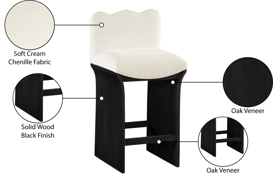 Shaw Chenille Fabric Upholstered Counter Stool — 11072-C - Cream - 11072Cream-C Infographic