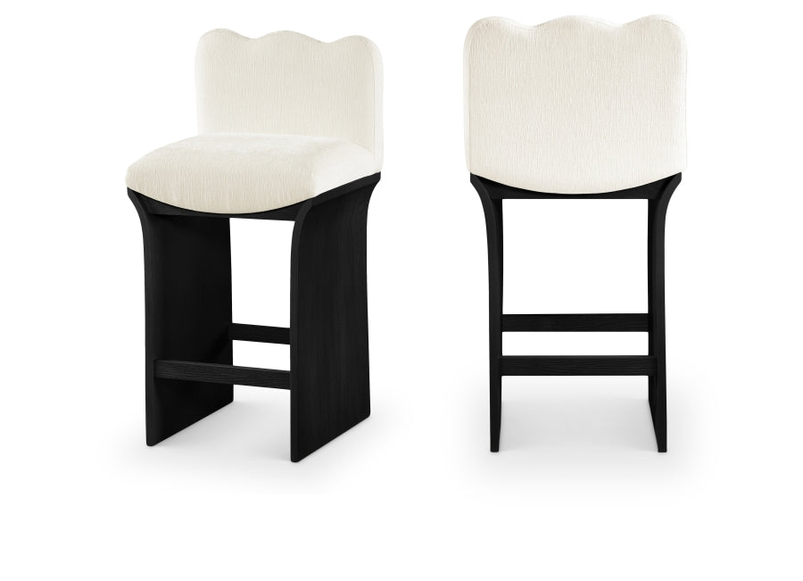 Shaw Chenille Fabric Upholstered Counter Stool — 11072-C - Cream - 11072Cream-C Double Chair