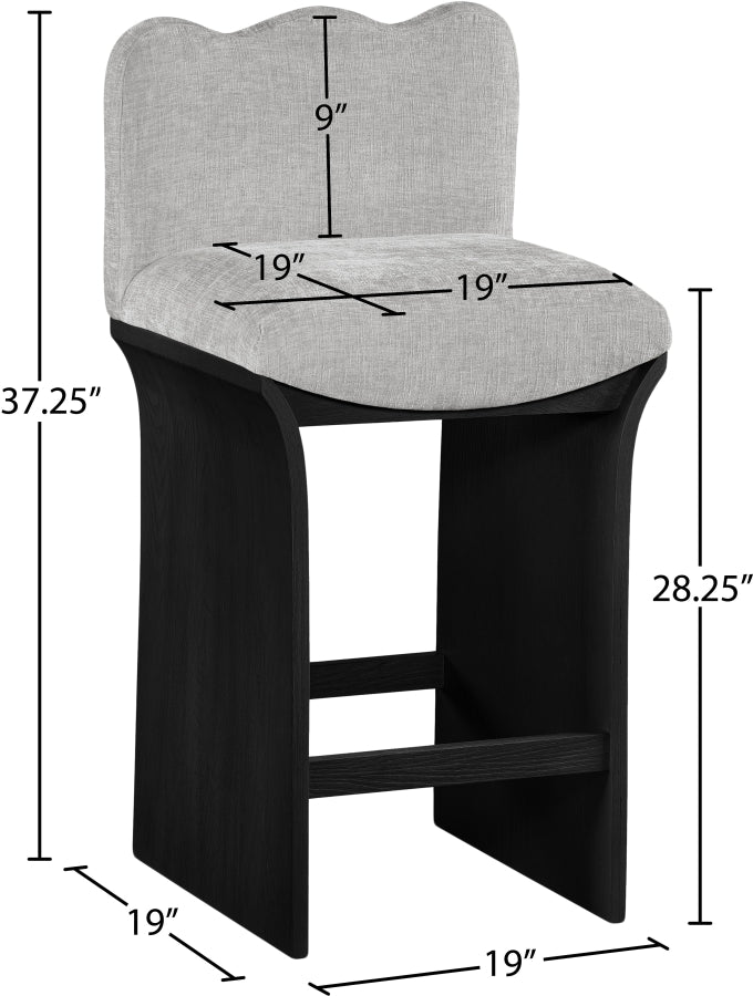 Shaw Chenille Fabric Upholstered Counter Stool — 11072-C - Grey - 11072Grey-C Dim
