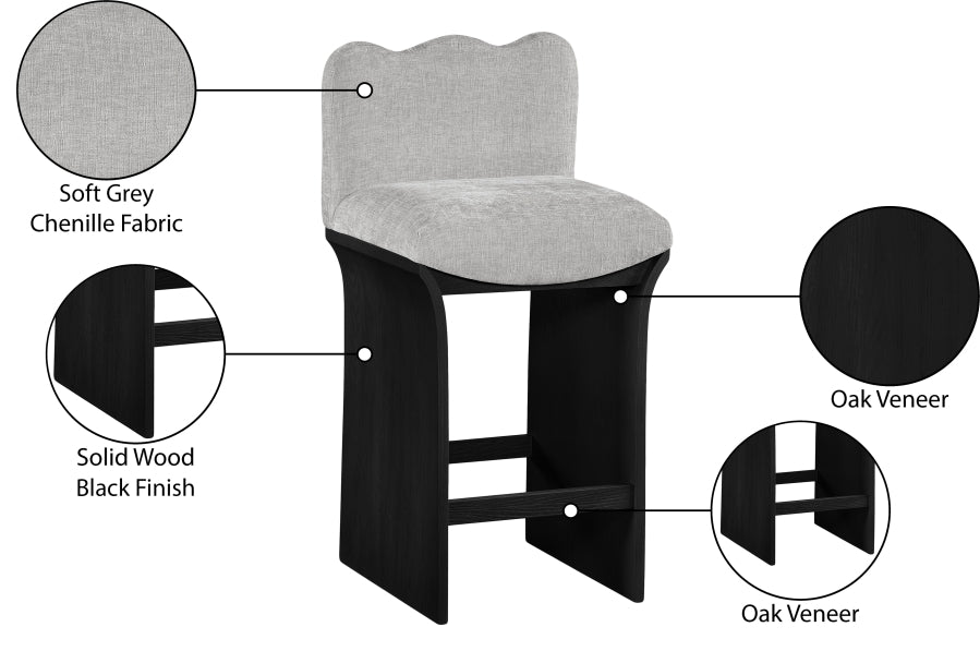 Shaw Chenille Fabric Upholstered Counter Stool — 11072-C - Grey - 11072Grey-C Infographic