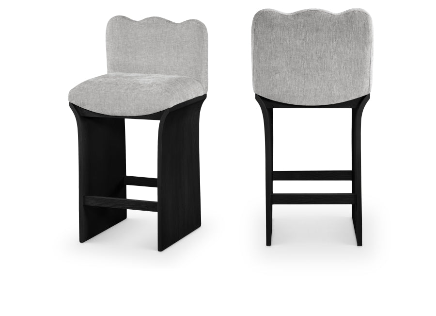 Shaw Chenille Fabric Upholstered Counter Stool — 11072-C - Grey - 11072Grey-C Double Chair