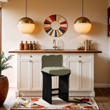 Shaw Chenille Fabric Upholstered Counter Stool — 11072-C - Mint - 11072Mint-C alternate view 1