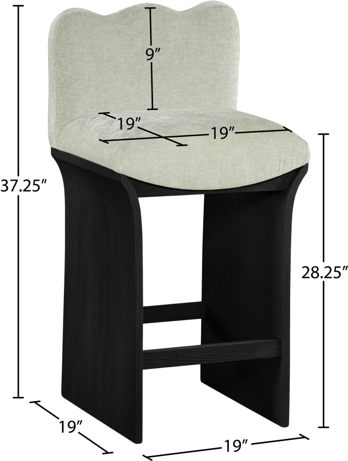 Shaw Chenille Fabric Upholstered Counter Stool — 11072-C - Mint - 11072Mint-C Dim