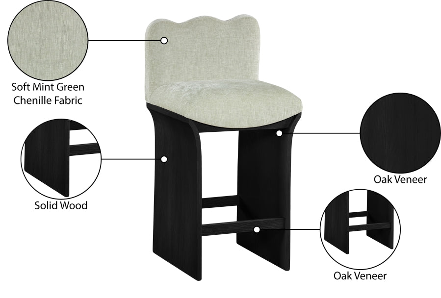 Shaw Chenille Fabric Upholstered Counter Stool — 11072-C - Mint - 11072Mint-C Infographic