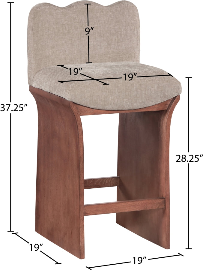 Shaw Chenille Fabric Upholstered Counter Stool — 11073-C - Beige - 11073Beige-C Dim