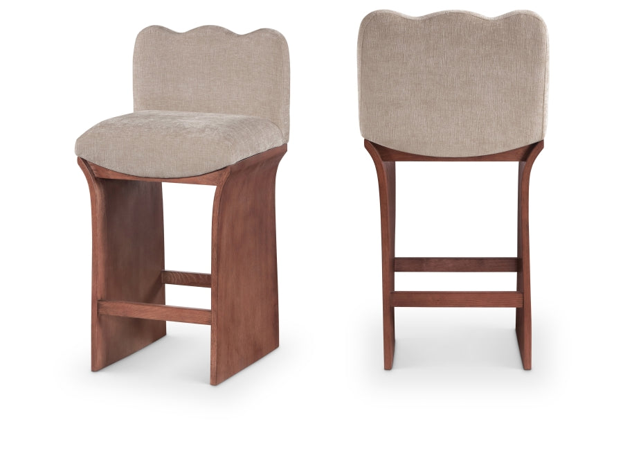 Shaw Chenille Fabric Upholstered Counter Stool — 11073-C - Beige - 11073Beige-C Double Chair