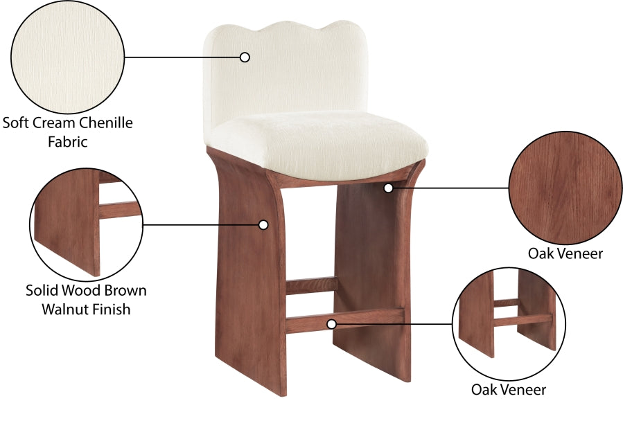 Shaw Chenille Fabric Upholstered Counter Stool — 11073-C - Cream - 11073Cream-C Infographic