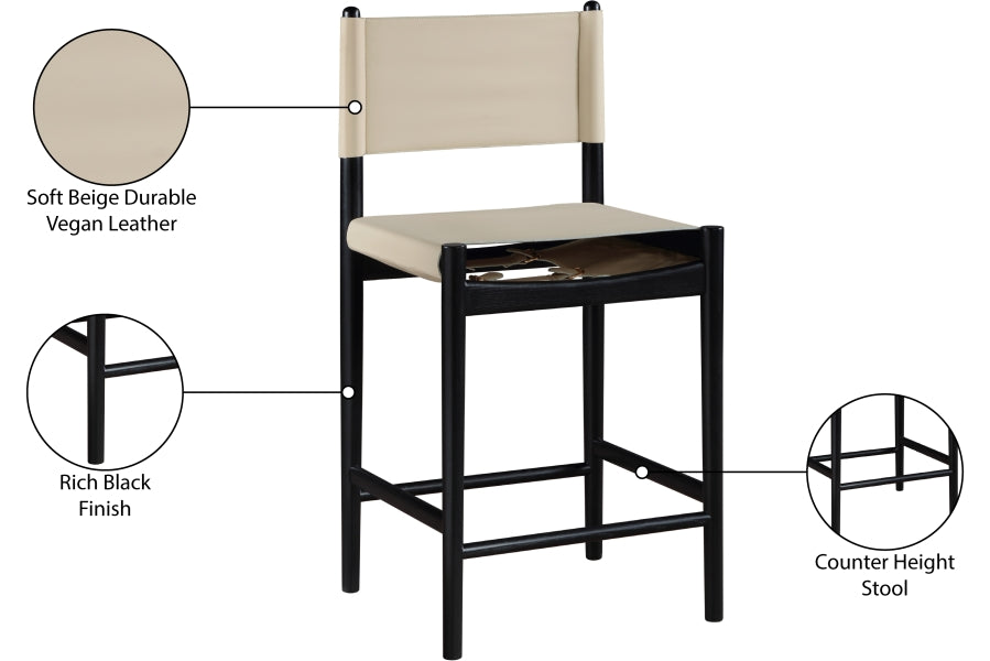 Rawlins Vegan Leather Upholstered Counter Stool — 11015-C - Beige - 11015Beige-C Infographic