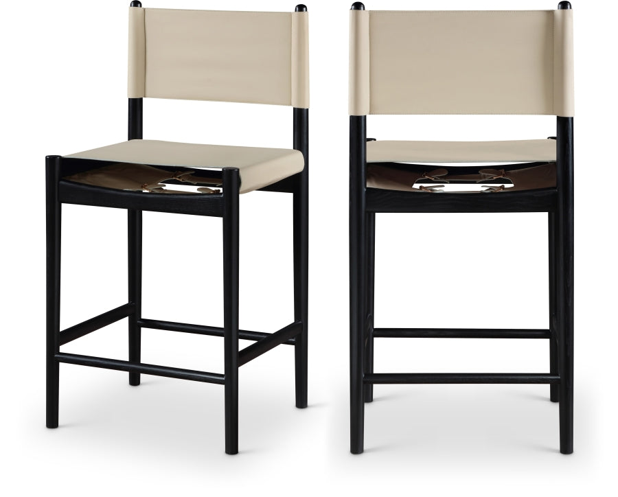 Rawlins Vegan Leather Upholstered Counter Stool — 11015-C - Beige - 11015Beige-C Double Chair