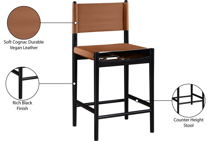 Rawlins Vegan Leather Upholstered Counter Stool — 11015-C - Cognac - 11015Cognac-C Infographic