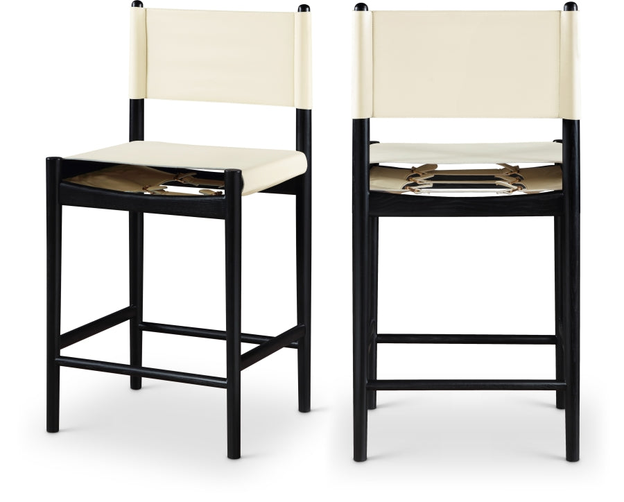 Rawlins Vegan Leather Upholstered Counter Stool — 11015-C - Cream - 11015Cream-C Double Chair