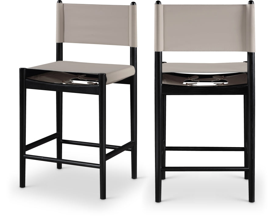 Rawlins Vegan Leather Upholstered Counter Stool — 11015-C - Taupe - 11015Taupe-C Double Chair